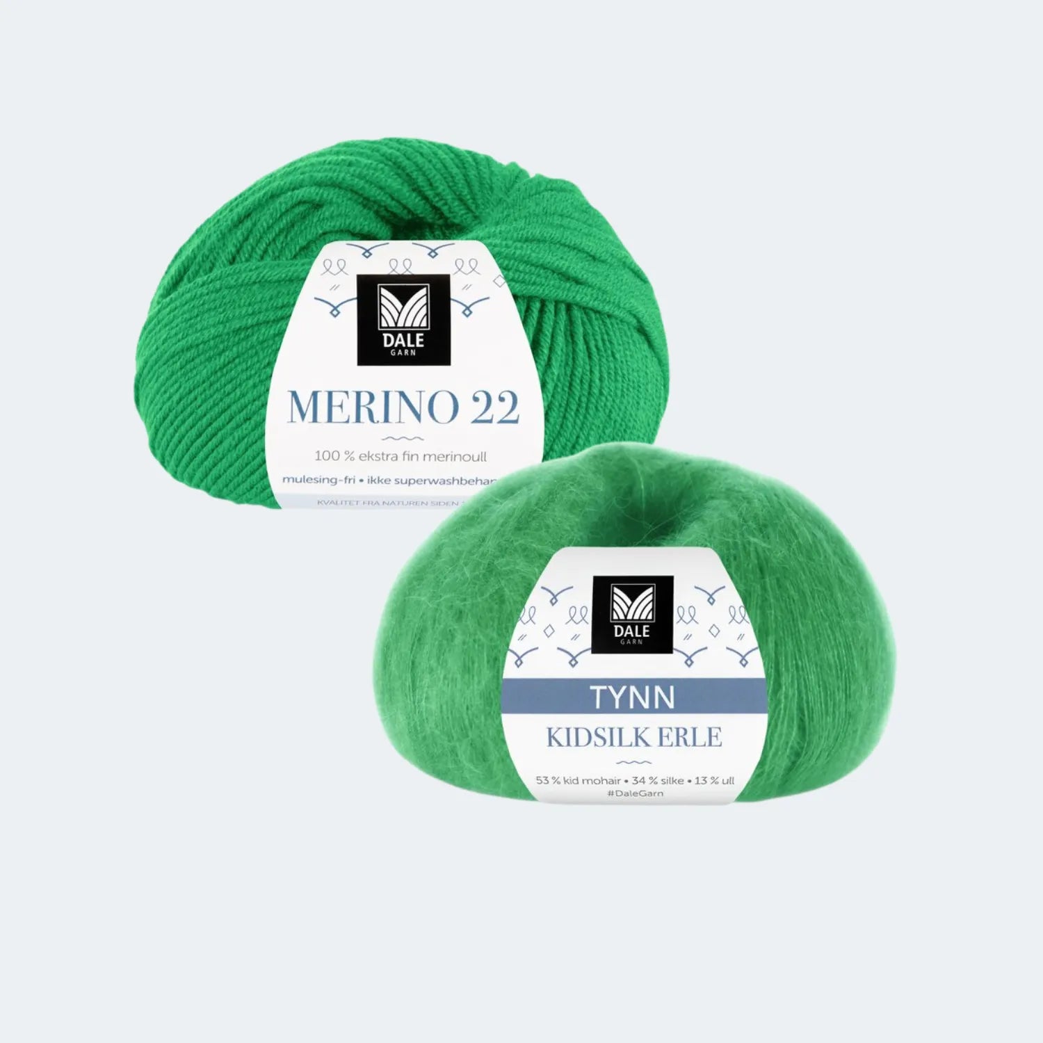 Dale Merino 22 + Dale Tynn Kidsilk Erle